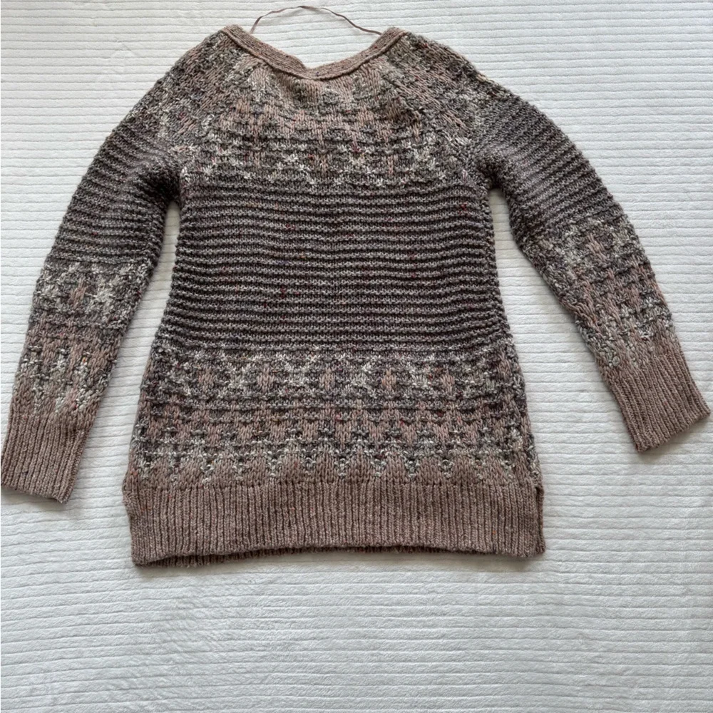 Free People Blush Taupe Lace-Up Cable Knit Scoop Sweater